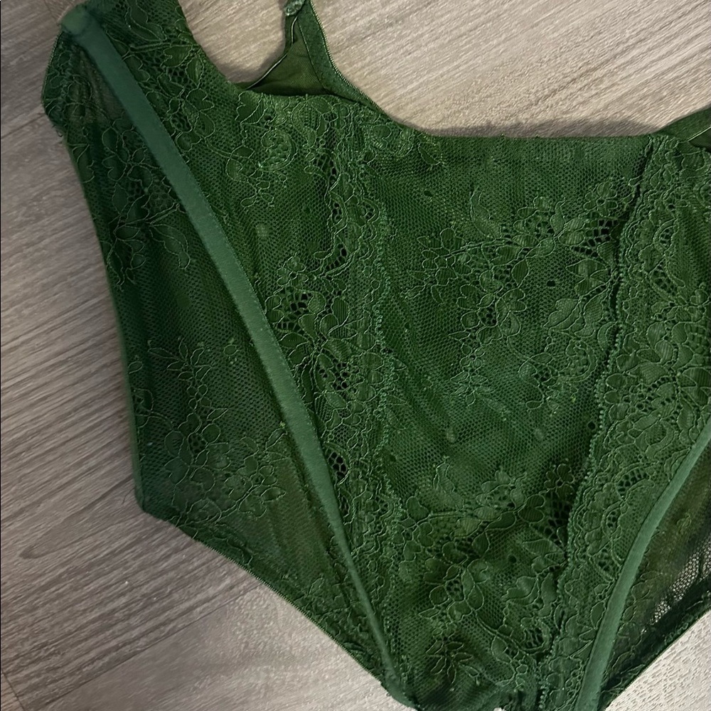 Urban outfitters deep green lace corset top Size S